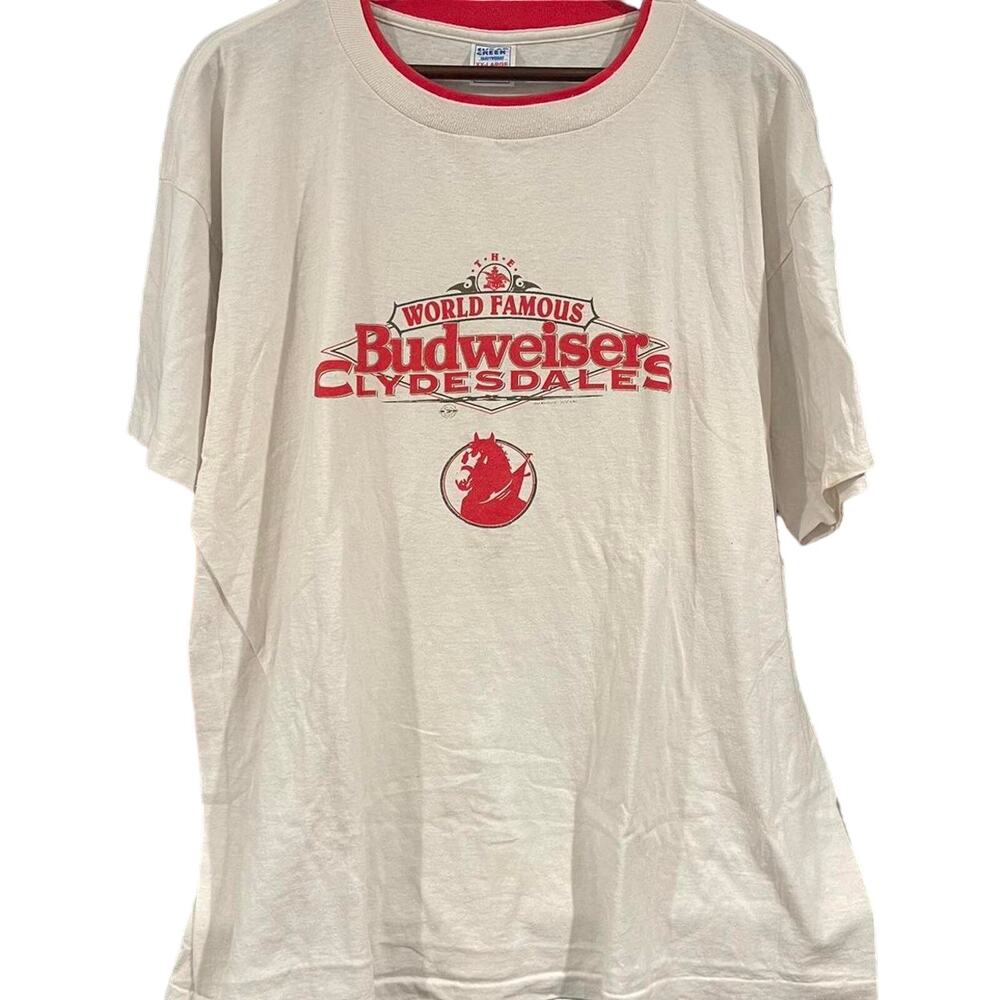 Vintage 90s Budweiser Clydesdales Ringer Single Stitch Shirt Adult XXL